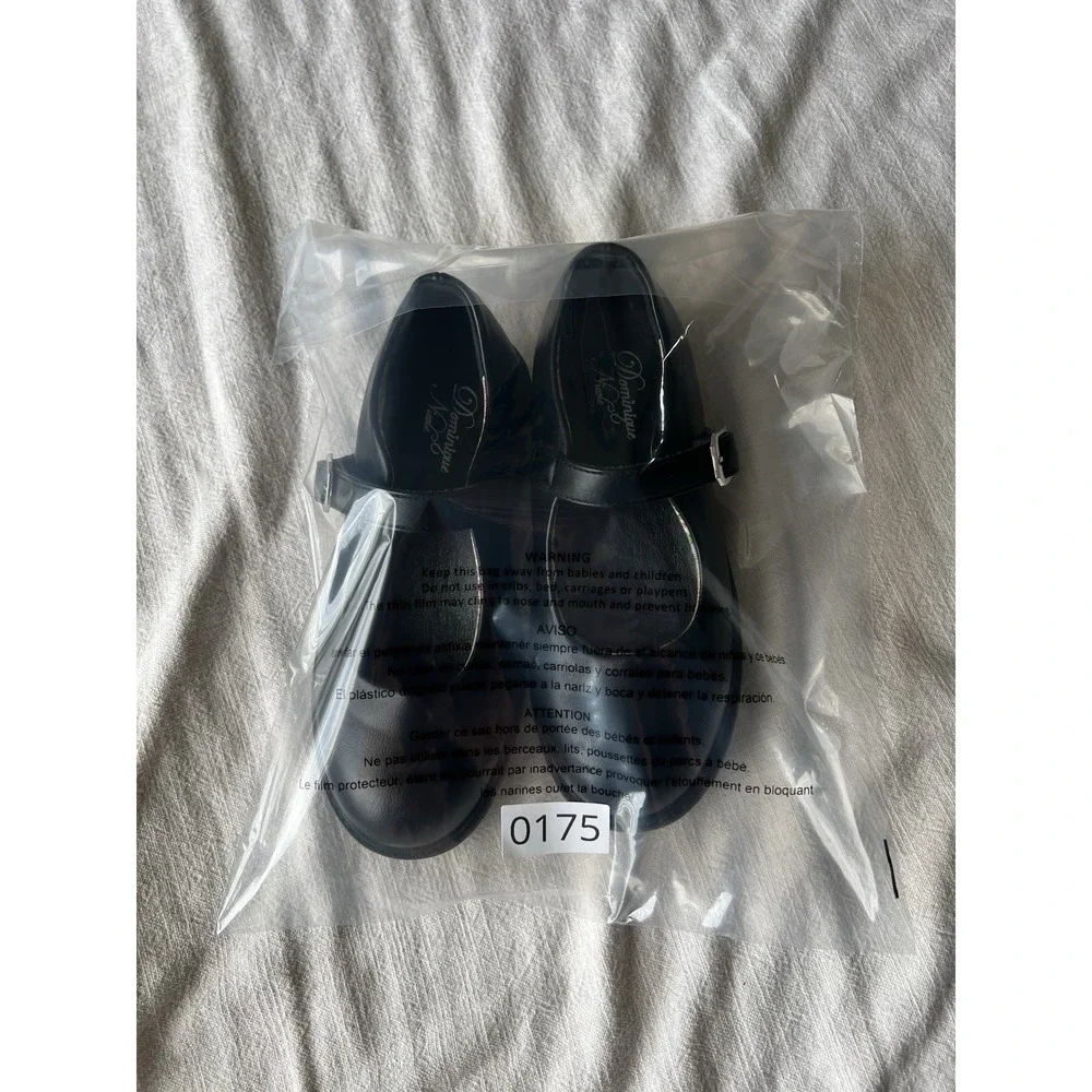 Dominique Nicole Girls Black Mary Jane Lug Sole Shoes Size 1 Youth Cute Clean